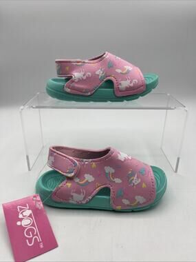 Zoogs Toddler Girls Water Sandals Size 6 Pink Teal Unicorn Beach Pool Summer NWT